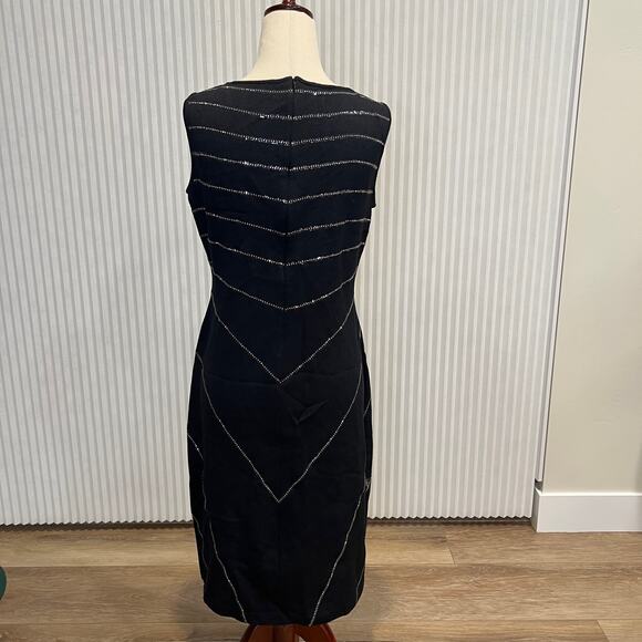 ST.JOHN EVENING Women's Beaded Sequin Embellished Midi Dress Size 6 In Black - Picture 2 of 7